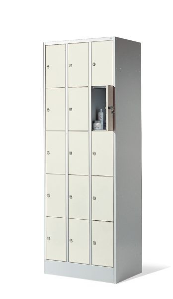 C+P lockerkast serie 8070, H1950xB680xD480mm, kleur: lichtgrijs / parelwit, 80700-30 S10247