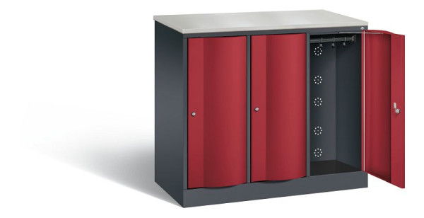 C+P locker Resisto, H1077xW1148xD540mm, kleur: zwartgrijs/robijnrood, 8271-372 S10059