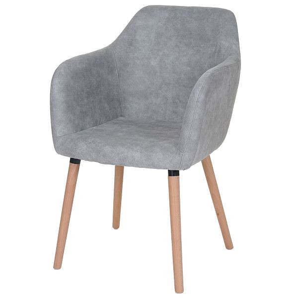 Mendler eetkamerstoel Malmö T381, stoel keukenstoel, retro jaren 50 design, textiel, vintage betongrijs, lichte poten, 59110