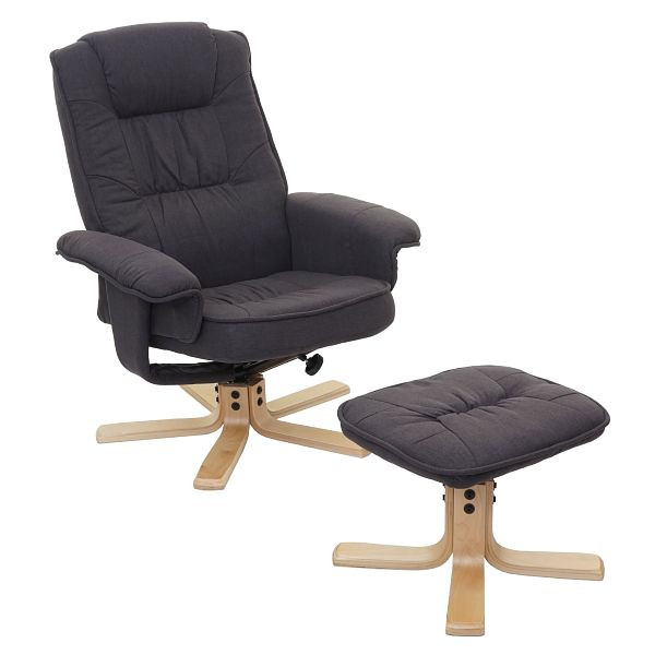 Mendler relaxstoel M56, tv-stoel tv-stoel met kruk, stof/textiel, donkergrijs, 74177