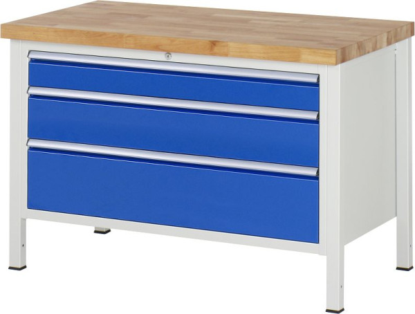 RAU werkbank serie 8000 - frameconstructie (gelast frame), onderbouw bak (3x XXL laden), 1250x840x700 mm, 03-8359A2-127B4S.11