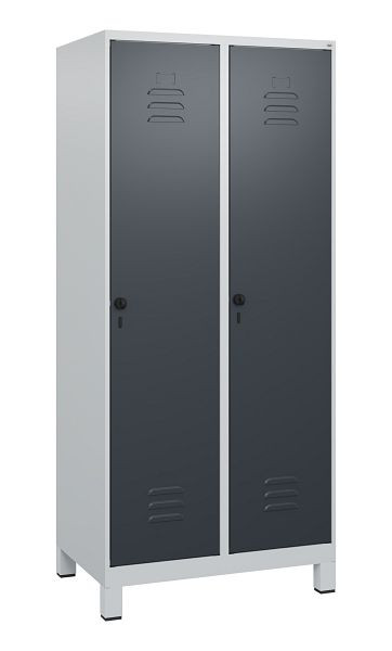 C+P luierkluis Classic PLUS met middenwand, voeten, 2 vakken, 1800x800x500mm, 7035/7016, veiligheidsdraaigrendel, 0800107-22F S10008