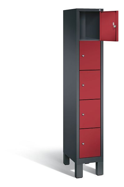 C+P lockerkast Evolo, H1850xB320xD500mm, kleur: zwart-grijs/robijnrood, 48010-105 S10058
