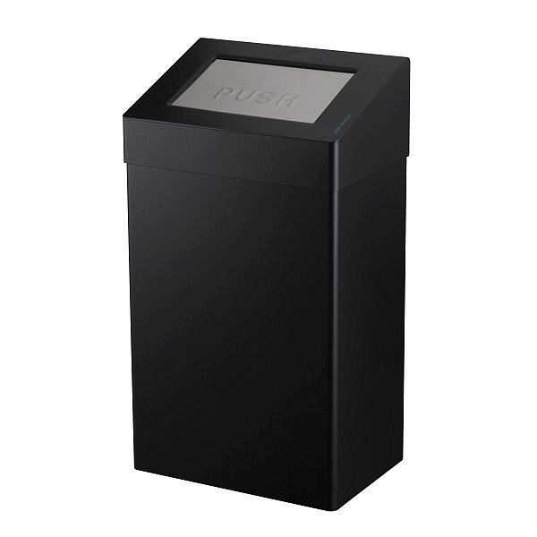 Air Wolf afvalbak met 50 liter inhoud, Omega serie, H x B x D: 680 x 375 x 250 mm, matzwart roestvrij staal, 29-541