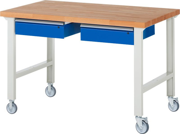 RAU verrijdbare werkbank 7002A1, 1500x900x1000mm, elk 2 bokwielen en zwenkwielen, 05-7002A1-159B4S22.11
