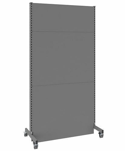 DENIOS mobiele akoestische scheidingswand, basisveld, B 1250, H 2500 mm, eenzijdige akoestische geperforeerde plaat, grijs, 293067