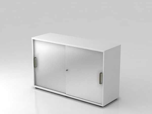 Hammerbacher schuifdeurkast 2OH 120cm gestreepte greep wit/zilver, 120x40x74,8 cm (BxDxH), V1752S/W/S/SG