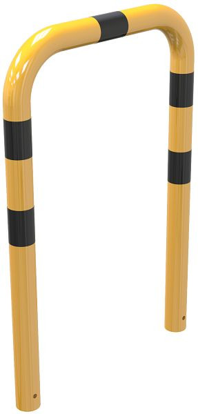 Schak-stootbescherming stalen buis Ø 76 mm geel/zwart, totale breedte: 750 mm, hoogte boven de grond: 650 mm, voor inzetting in beton, 477_05BG