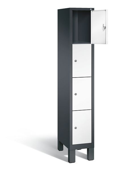 C+P lockerkast Evolo, H1850xB320xD500mm, kleur: zwartgrijs / verkeerswit, 48010-104 S10109