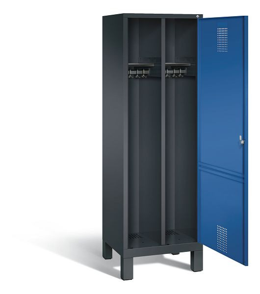 C+P zwart wit locker Evolo, H1850xW610xD500mm, kleur: zwart grijs / gentiaanblauw, 48210-20 S10009