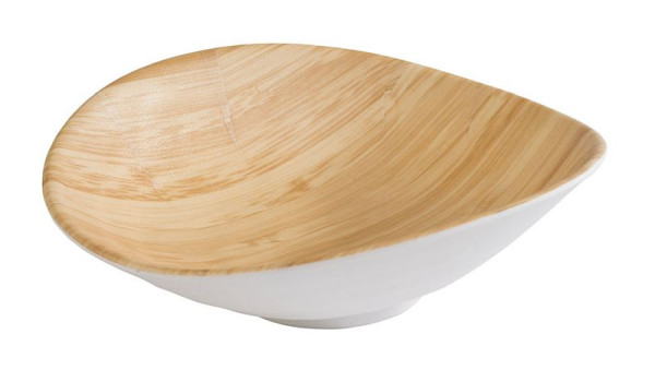 APS schaal -BAMBOE-, 17,5 x 15,5 cm, hoogte: 5,5 cm, melamine, binnenkant: bamboelook, buitenkant: wit, 84816