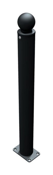Schake-barrièrestijlpaal serie 484B Ø 82 mm, stationair, voor plugbevestiging met voetplaat 100 x 150 mm, zonder slot, zonder oog, 484PB
