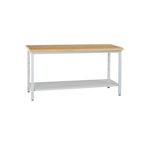 Lüllmann werkbank met tussenplank, 840 x 1600 x 600 mm, lichtgrijs, 808860