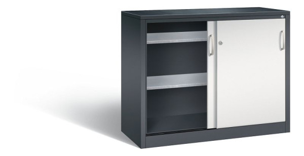 C+P schuifdeurkast Acurado, H1000xB1200xD500mm, kleur: zwartgrijs/lichtgrijs, 2056-092 S10042