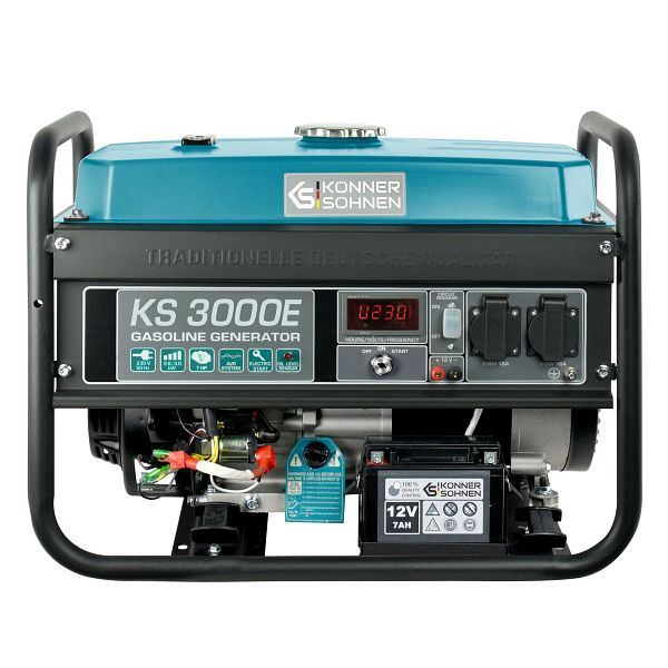 Könner & Söhnen 3000W benzine E-start stroomgenerator, 2x16A (230V), 12V, voltregelaar, laagoliebeveiliging, overspanningsbeveiliging, display, KS 3000E