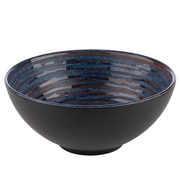 APS schaal -LOOPS-, Ø 18,5 x 8 cm, melamine, binnen: decor, donkerblauw, buiten: donkergrijs, 1 liter, 85037