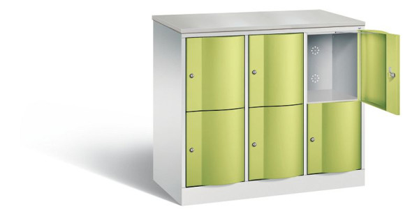 C+P lockerkast Resisto, H1077xB1148xD540mm, kleur: lichtgrijs / virid groen, 8472-372 S10148