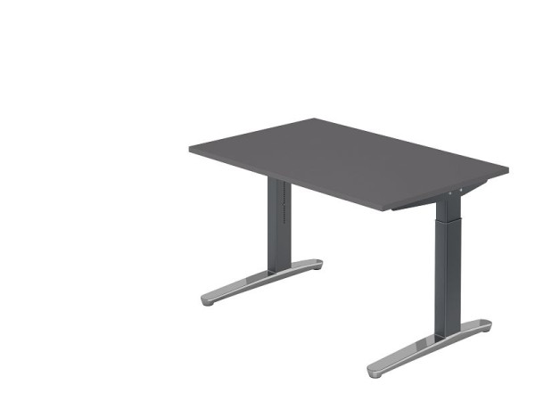 Hammerbacher bureau C-poot 120x80cm grafiet/grafiet (gepolijst), rechthoekige vorm, VXB12/G/GC
