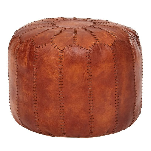 Wohnling kruk echt leer bruin 52 x 40 x 52 cm poef, oosters, WL6.088