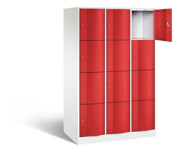 C+P XL lockerkast Resisto, H1950xB1148xD640mm, kleur: verkeerswit / vuurrood, 8470-373 S10051