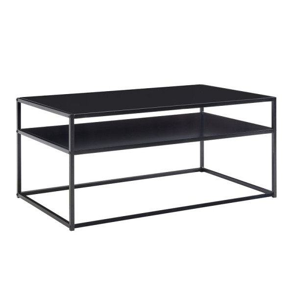 Wohnling salontafel 100 x 60 x 45 cm metalen woonkamertafel industrieel zwart, salontafel staal met opbergruimte, loungetafel met opbergvak, WL6.601
