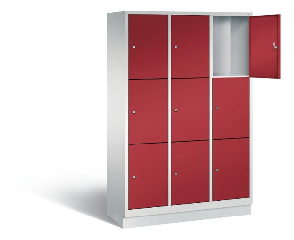 C+P lockerkast Evolo, H1800xB1200xD500mm, kleur: lichtgrijs/robijnrood, 48020-323 S10005