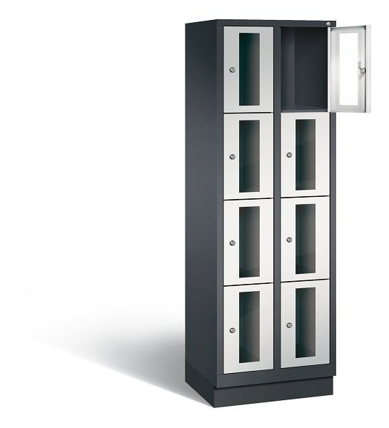 C+P lockerkast Classic, H1800xB610xD500mm, kleur: zwartgrijs/lichtgrijs, 8020A204 S10014