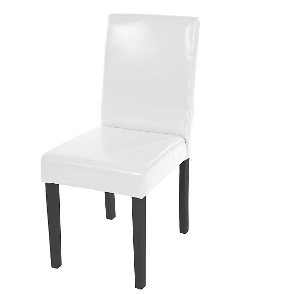 Mendler eetkamerstoel Littau, keukenstoel, leer, wit, donkere poten, 74390