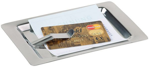 APS bankbiljetbakje, 17 x 11 cm, hoogte: 1 cm, RVS, met clip voor bankbiljet, 30110