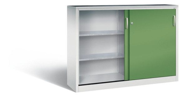 C+P schuifdeurkast Acurado, H1200xB1600xD400mm, kleur: lichtgrijs / reseda groen, beugelgreep, 2147-09 S10023