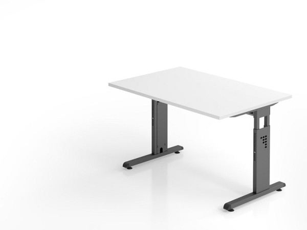 Hammerbacher bureau OS12, 120 x 80 cm, blad: wit, 25 mm dik, 2 mm ABS rand, rechthoekige vorm, VOS12/W/G