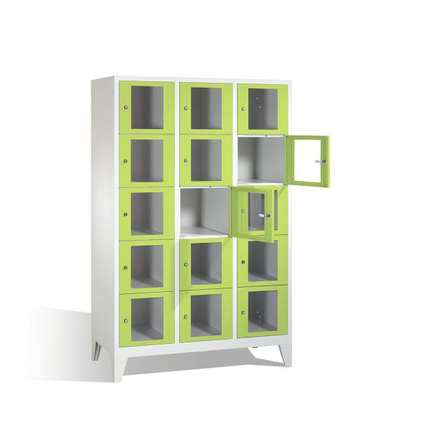C+P lockerkast Classic, H1850xB1200xD500mm, kleur: lichtgrijs / virid groen, 8010A325 S10007