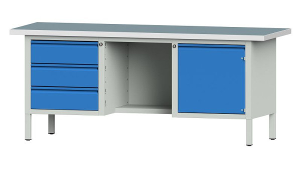 ANKE werkbanken kistwerkbank, model 355 E, 2000 x 700 x 840 mm, RAL 7035/5012, UBP 40 mm, 510.412