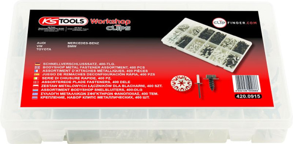 KS Tools bevestigingsclipset - snelsluiting, 400-delig, 420.0915