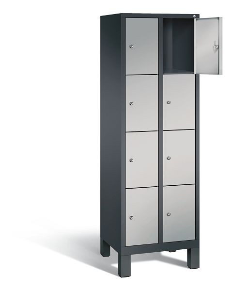 C+P lockerkast Evolo, H1850xB610xD500mm, kleur: zwart-grijs/wit aluminium, 48010-204 S10089