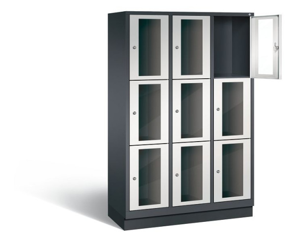 C+P lockerkast Classic, H1800xB1200xD500mm, kleur: zwartgrijs/lichtgrijs, 8020A323 S10014