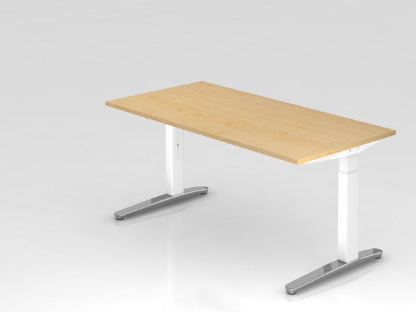 Hammerbacher bureau C-poot 160x80cm esdoorn/wit, gepolijst, rechthoekige vorm, VXB16/3/WC