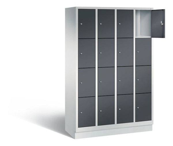 C+P lockerkast Evolo, H1800xB1190xD500mm, kleur: lichtgrijs / zwartgrijs, 48020-404 S10032