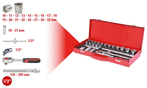 KS Tools 1/2" dopsleutelset, 24-delig, 6-kant, 917.4024