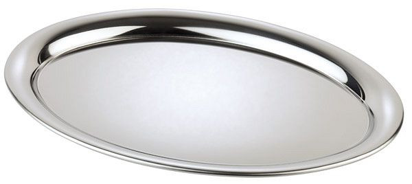 APS dienblad -KAFFEEHAUS-, 19 x 15 cm, hoogte: 1 cm, ovaal, roestvrij staal, hoogglans gepolijst, voor suiker en room, 30115