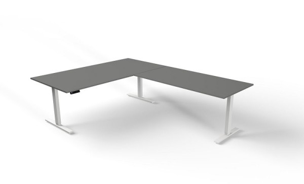 Kerkmann zit-statafel B 2000 x D 1000 mm met aanbouwelement, elektrisch in hoogte verstelbaar van 720-1200 mm, Move 3, kleur: grafiet, 10384112