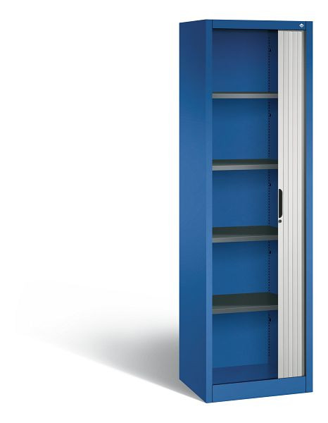 C+P rolluikkast Omnispace, H1980xB600xD420mm, kleur: gentiaanblauw/lichtgrijs, verzonken greep, 5 niveaus, 3200-00L S10098