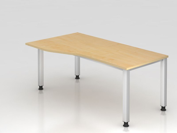 Hammerbacher bureau 4-poots vierkant 180x100/80cm esdoorn, vrije vorm, links of rechts te monteren, VQS18/3/S