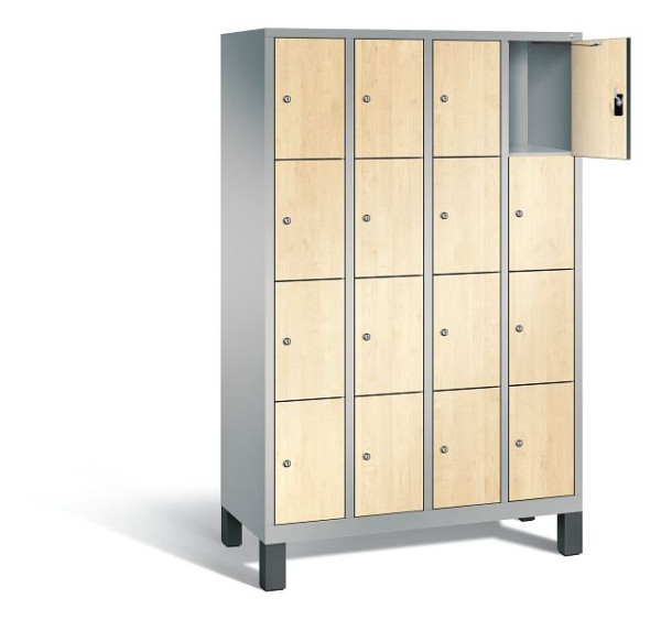C+P lockerkast Evolo, H1850xW1190xD500mm, kleur: wit aluminium / Donau esdoorn decor, 48010-404 S10197