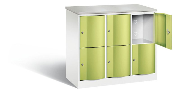 C+P lockerkast Resisto, H1077xB1148xD540mm, kleur: verkeerswit / virid green, 8472-372 S10176