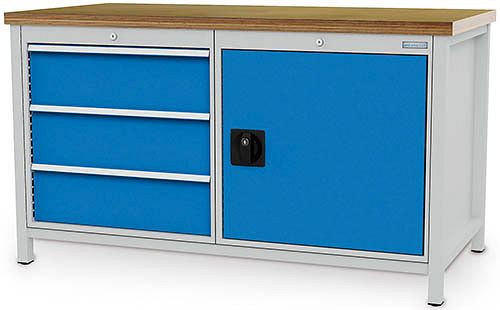Bedrunka + Hirth box werkbank serie 1500 R24-24, 3x200 mm, lade volledig uittrekbaar 100%, 1500 x 750 x 959 mm, 03.15.31V9