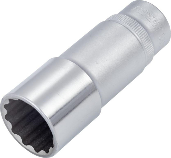 Hazet dop, bi-hex, hol vierkant 10 mm (3/8"), 19 mm, lang type met karteling, 880TZ-19