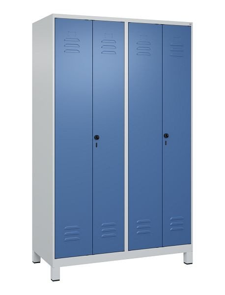 C+P Umkleidespind Classic PLUS SW, Füße, 4 Abteile, 1950x1200x500mm, 7035/5023, Drehriegel, 080012-40 S10005