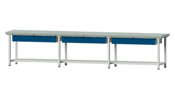 ANKE werkbanken werktafel, model 105, 4050 x 700 x 850 mm, RAL 7035/5010, ZBP 50 mm, 400.530