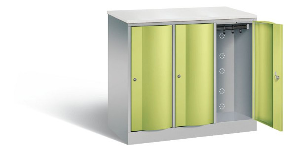 C+P garderobekast Resisto, H1077xB1148xD540mm, kleur: wit aluminium / virid green, 8271-372 S10091